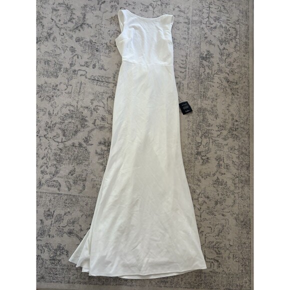 Lulus Exquisite Refinement Ivory Backless Bow Ruffled Maxi Dress Size Medium NWT - Picture 2 of 8